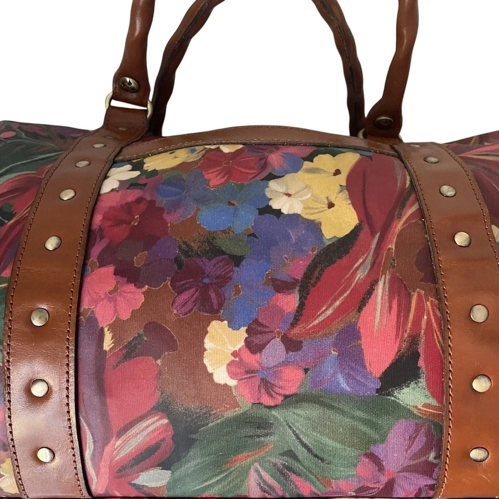 Patricia Nash Milano Patina Summer Florals‎ Duffle Weekender Bag W/ Unused Strap - Picture 7 of 14
